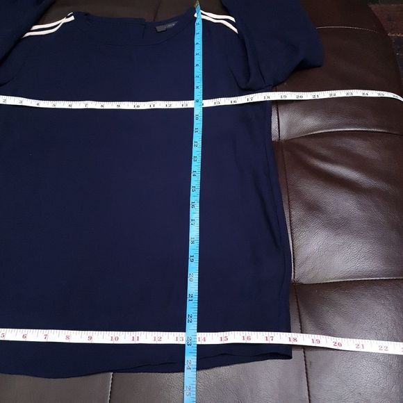 J. Crew Double Stripes Crepe Top Blouse Navy Womens Size 00 - Picture 15 of 16